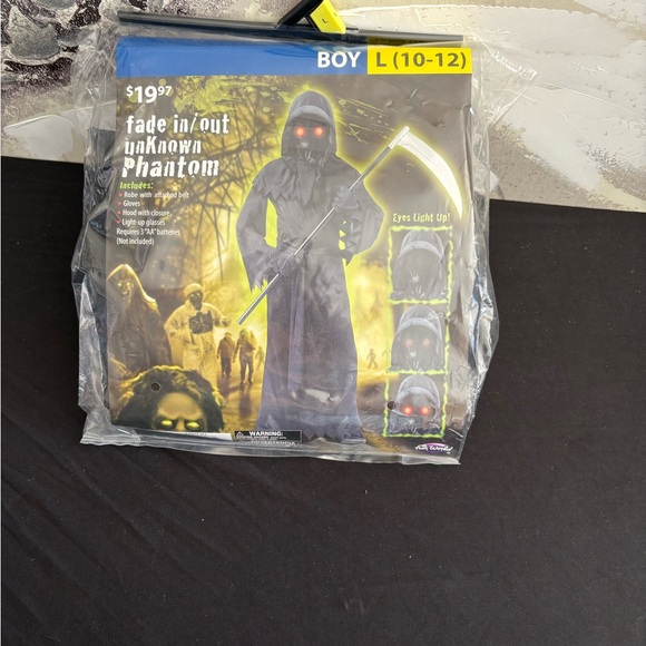 Black Phantom Costume with Light-Up Eyes - Picture 2 of 2